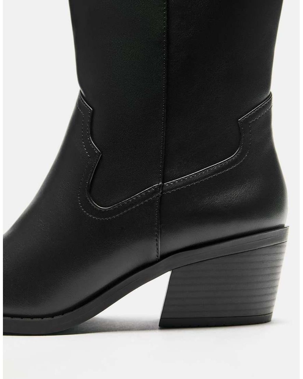 Pull&Bear Black Cowboy Boots