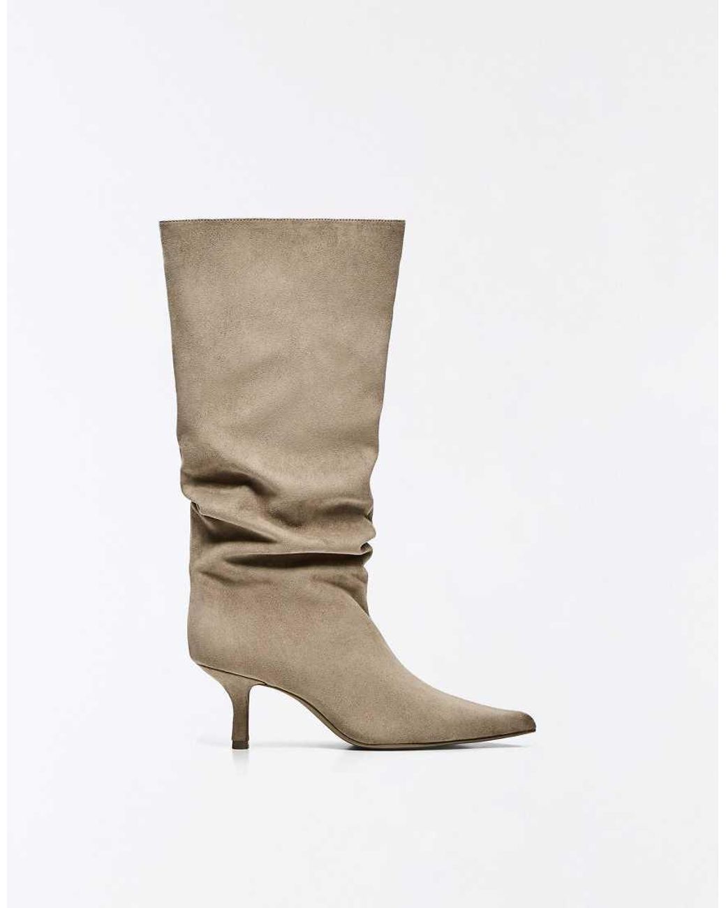 Bershka Blue Kitten Heel Boots