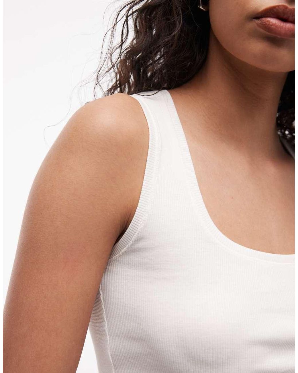 Monki White 90s Ribbed Tank Top