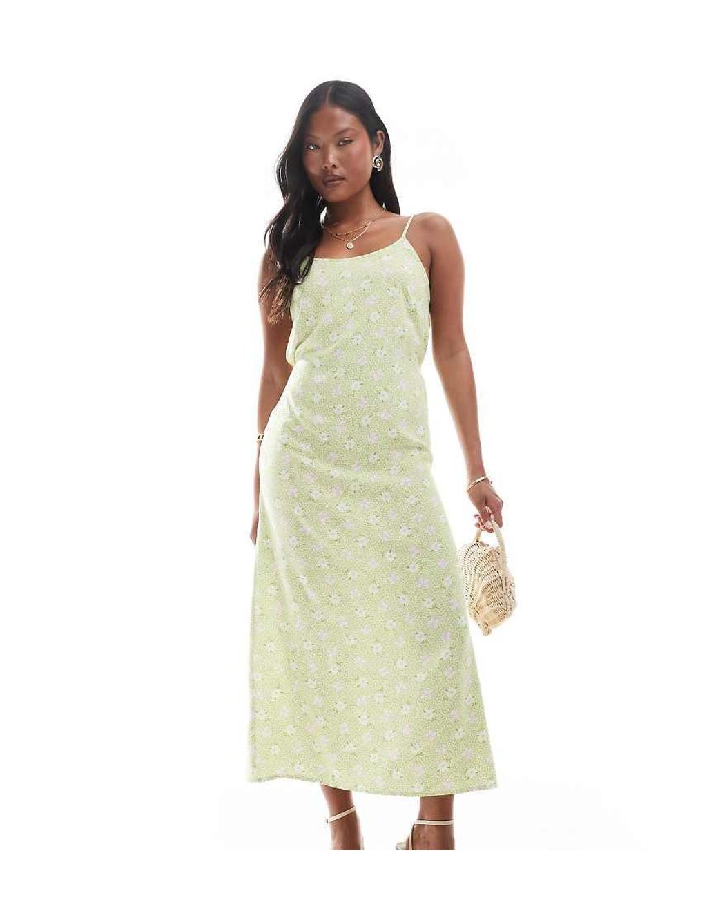 Miss Selfridge Green Strappy Scoop Neck Maxi Slip Dress