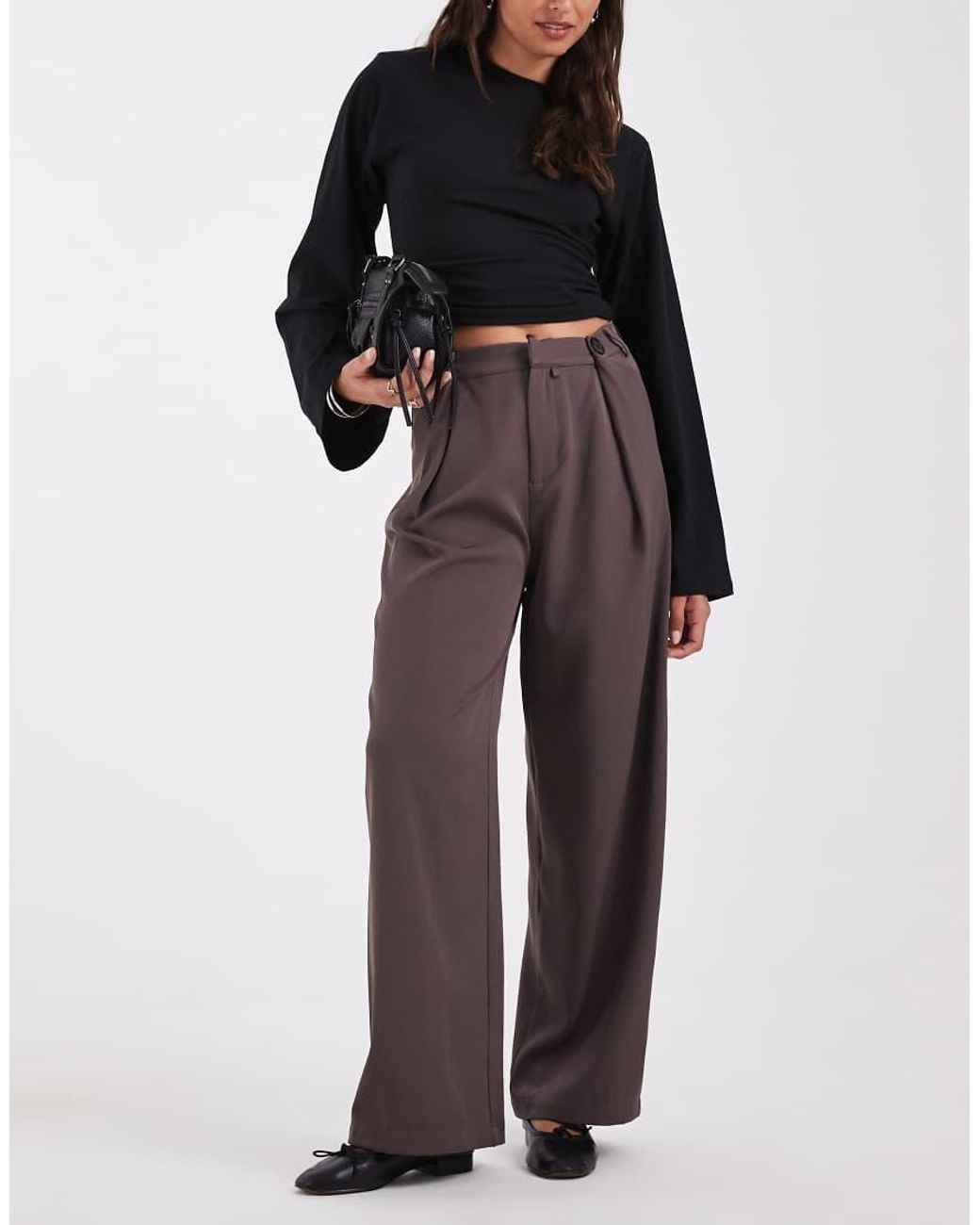 BRONZE SNAKE Black Low Rise Tailored Trousers With Button Waist