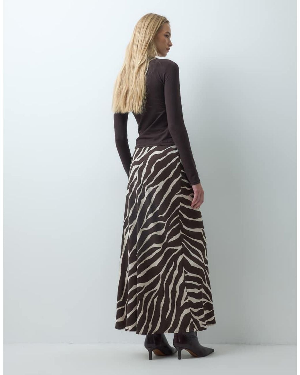 Vero Moda Gray Mid Rise Satin Maxi Skirt
