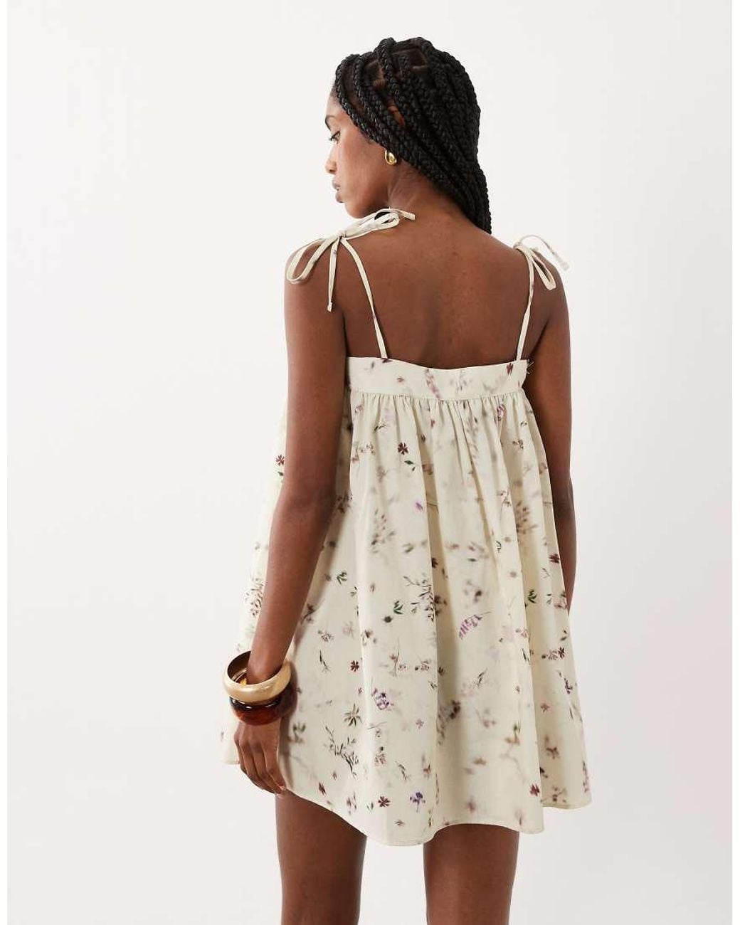 ASOS Natural Cotton Tie Front Babydoll Dress