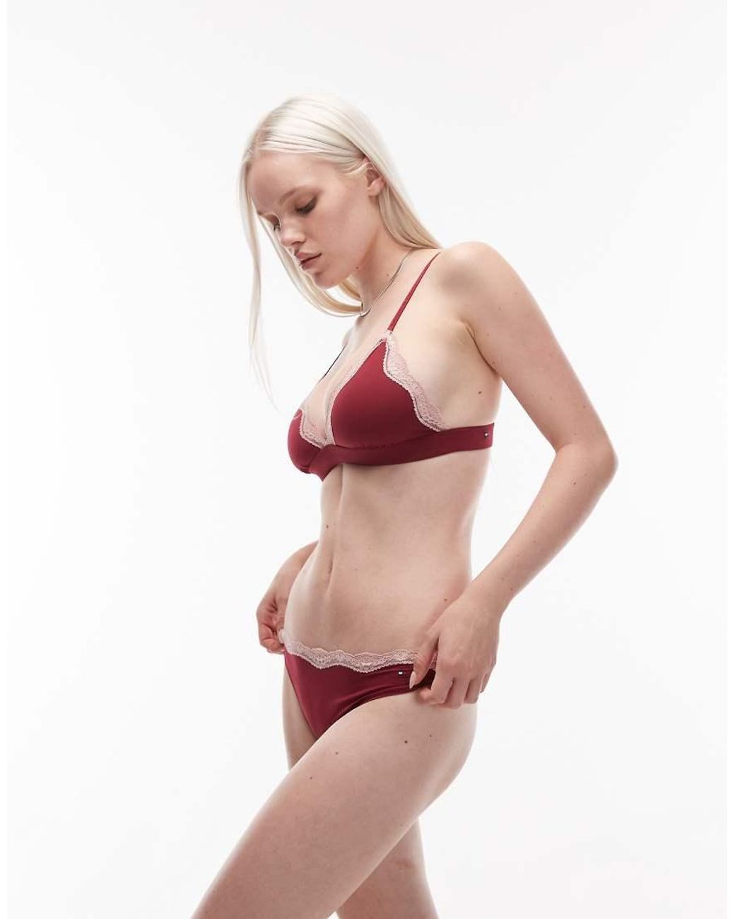 Tommy Hilfiger Red Lace Trim Thong