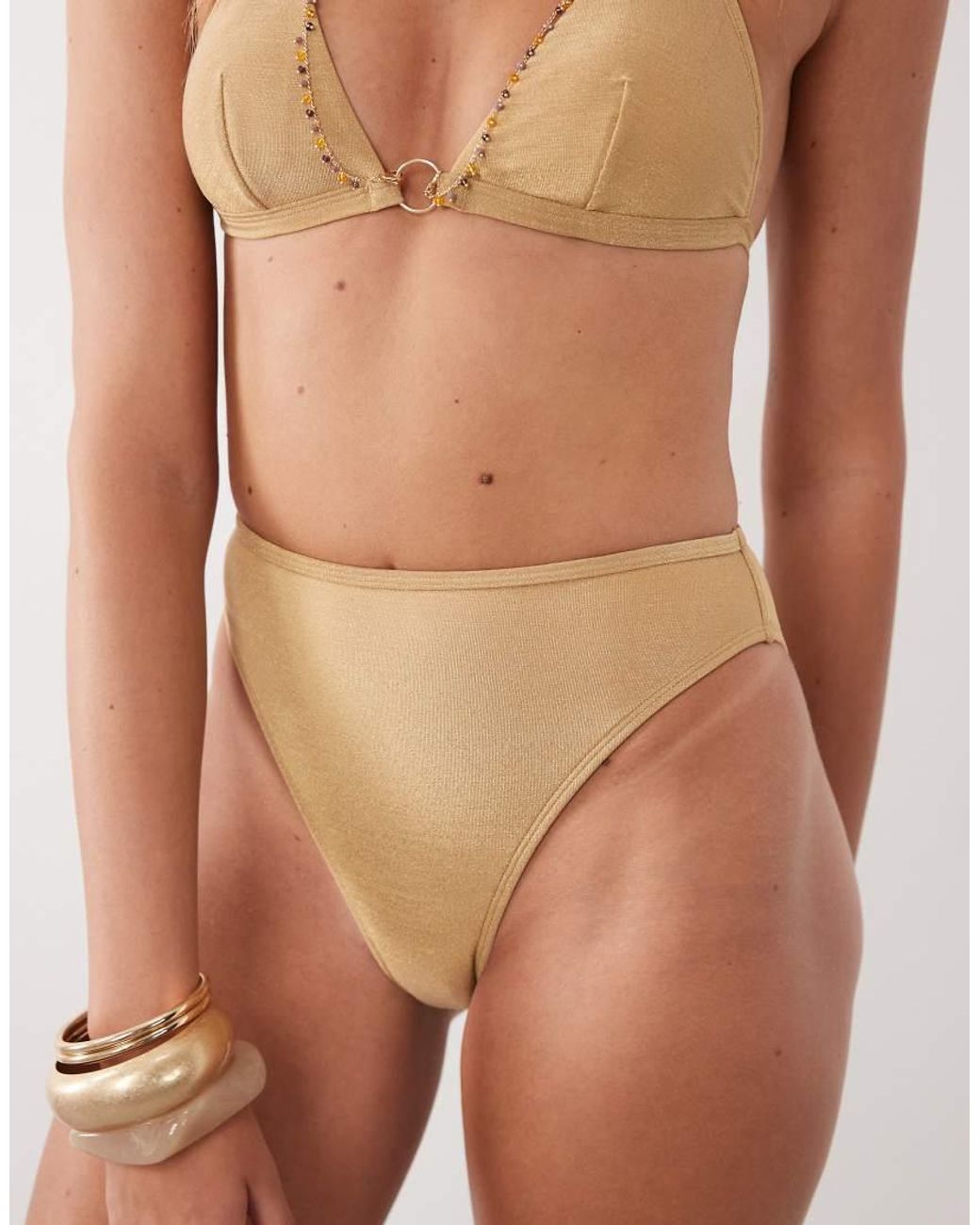 CUPSHE Metallic High Waisted Bikini Bottom