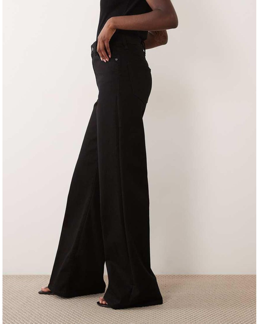 GOOD AMERICAN Black Good Waist Palazzo Never Fade Jeans