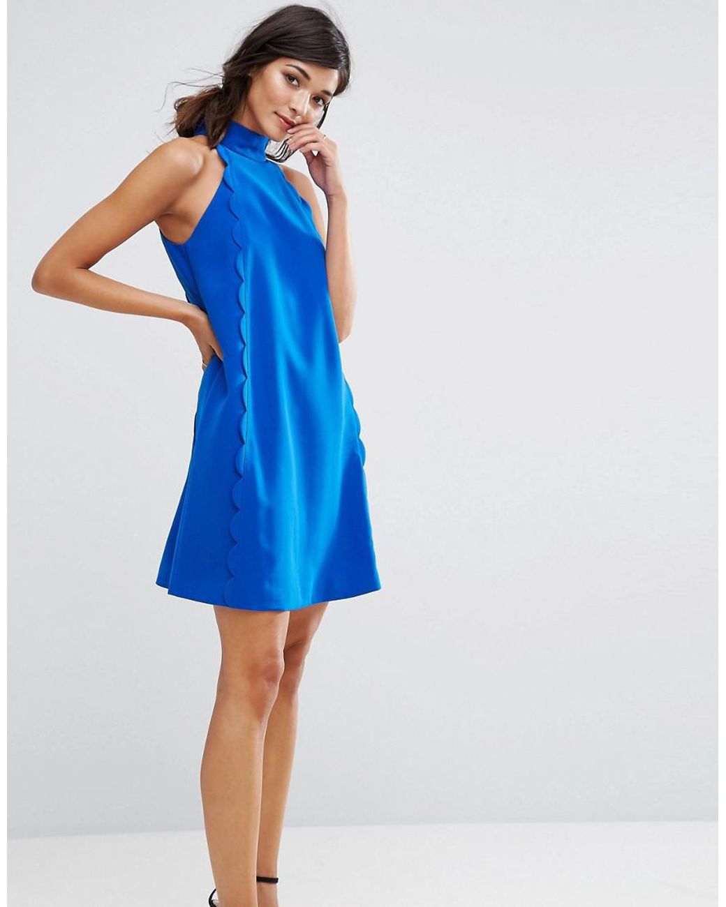 Ted Baker Torrii Halterneck Scallop Tunic Dress in Blue | Lyst