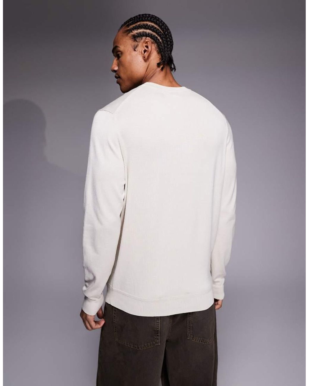 River Island Gray Long Sleeved Crew Neck Jumper for men