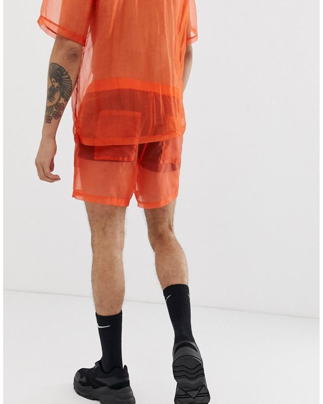 ASOS Festival Co-ord Shorter Shorts in Orange for Men | Lyst