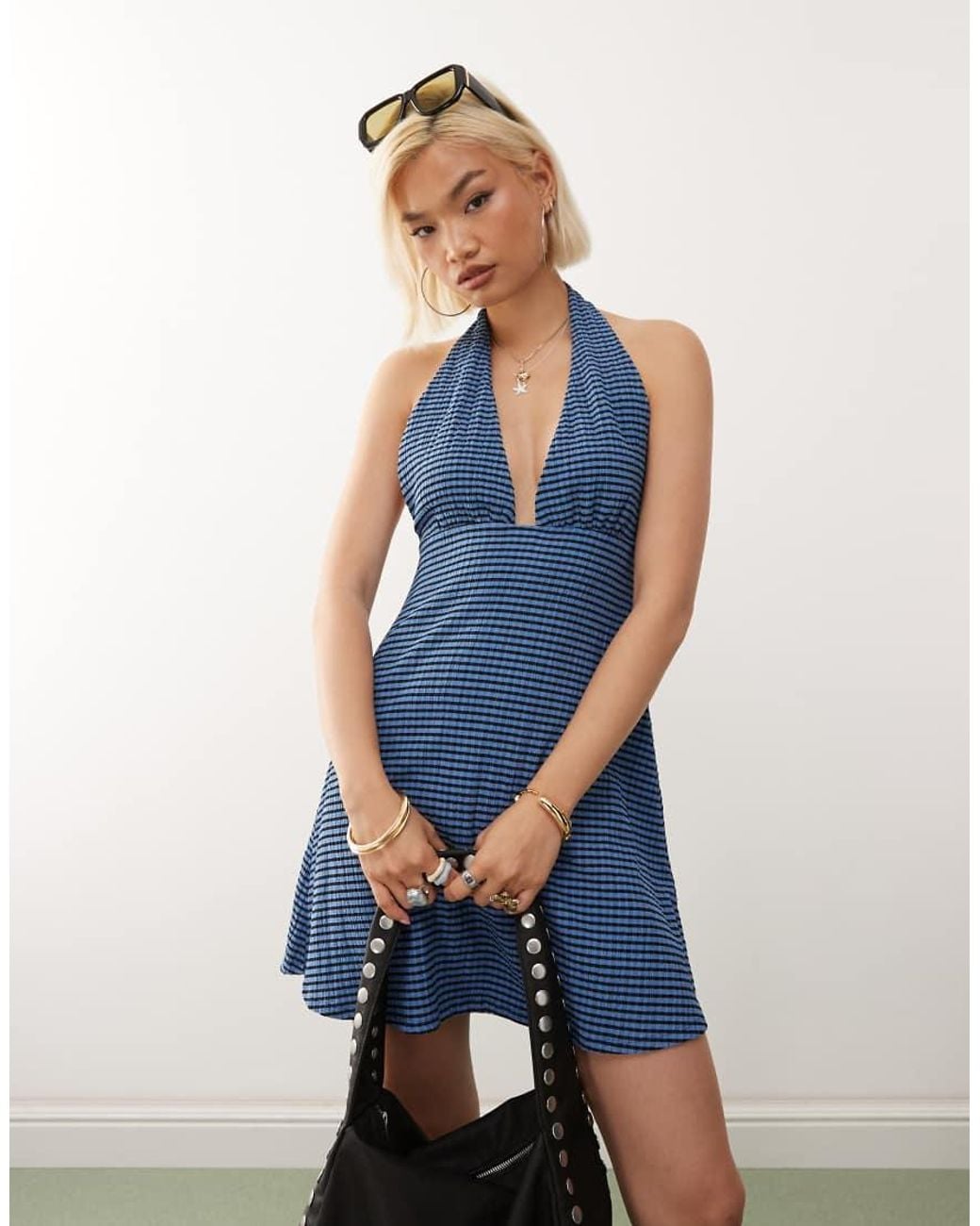 Collusion Blue Halter Mini Dress