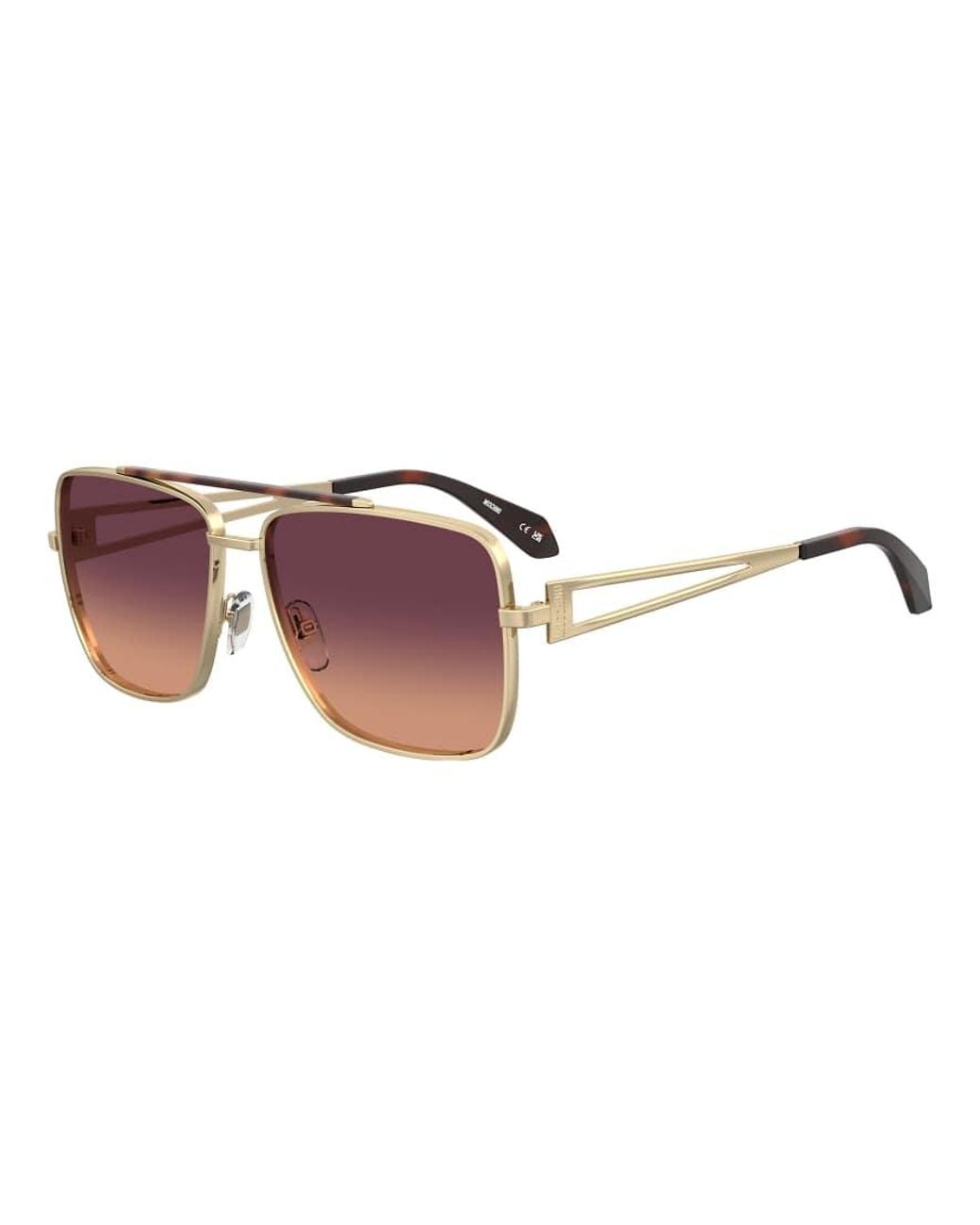 Moschino Brown Moschino Sun Rectangular Sunglasses With Burgundy Shaded Gradient Lenses
