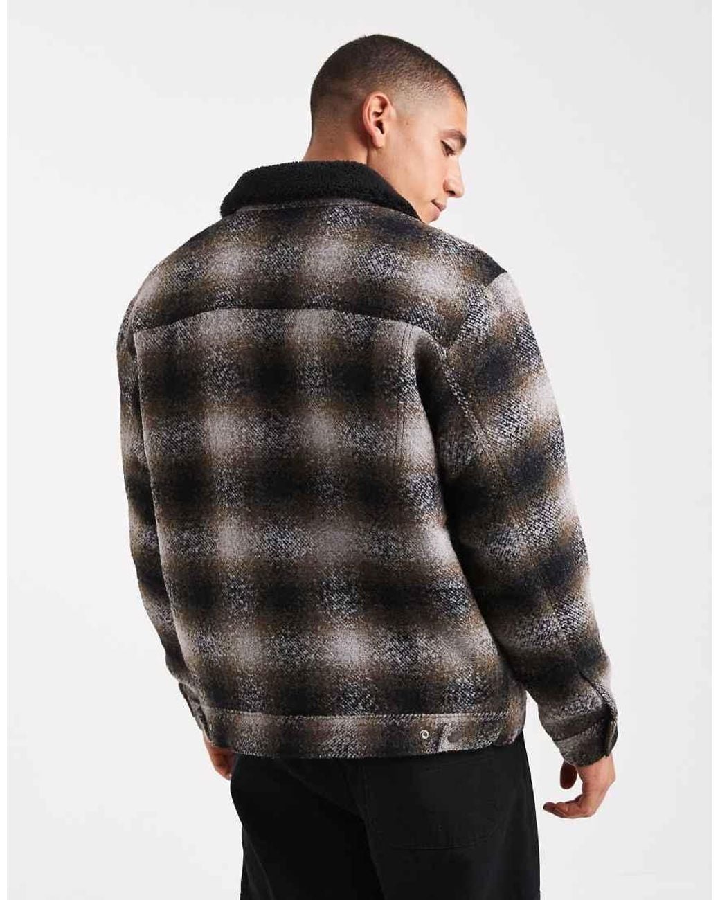 Levi's Black Relaxed Fit Plaid Sherpa Trucker Jacket for men