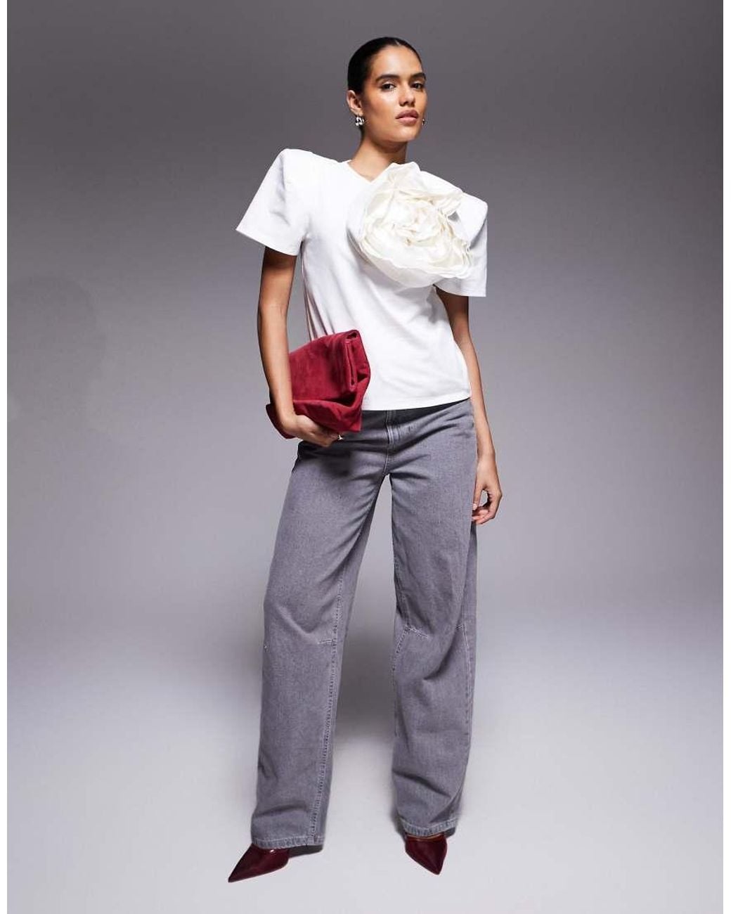 ASOS Gray Premium Corsage T-shirt