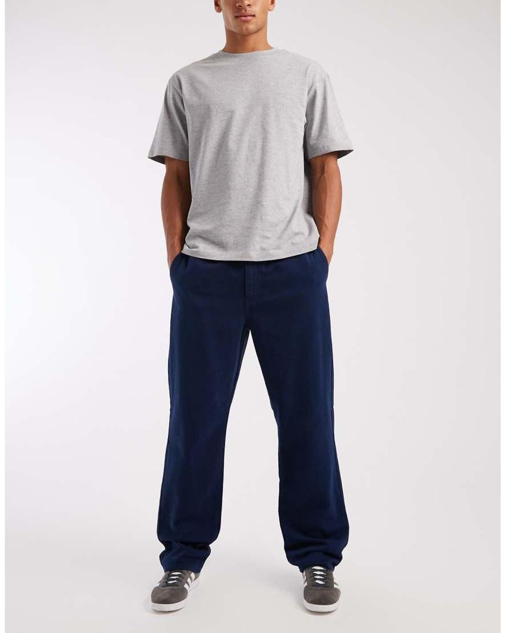 ASOS Blue Straight Fit Trousers for men