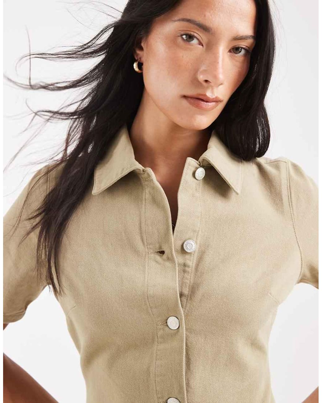 ASOS Natural Button Through Mini Dress