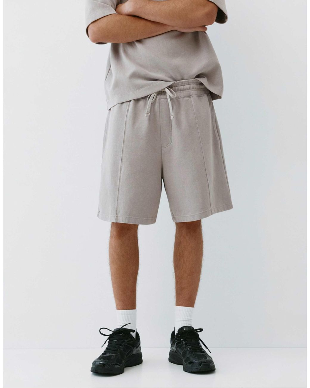 Bermuda molletonné en maille interlock - chiné Pull&Bear pour homme en coloris White