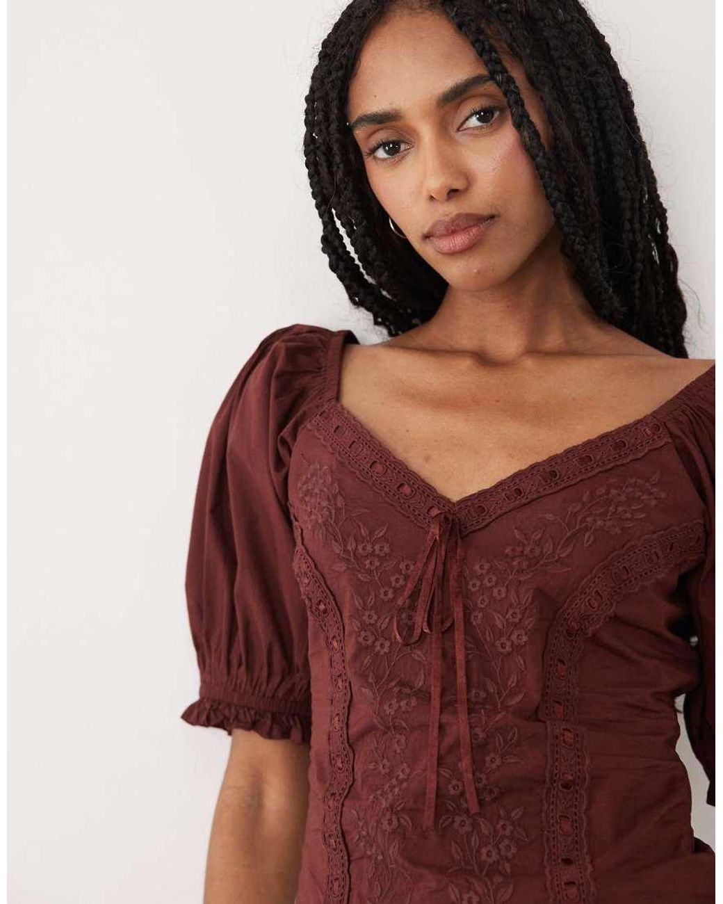 Miss Selfridge Embroidered Milkmaid Top