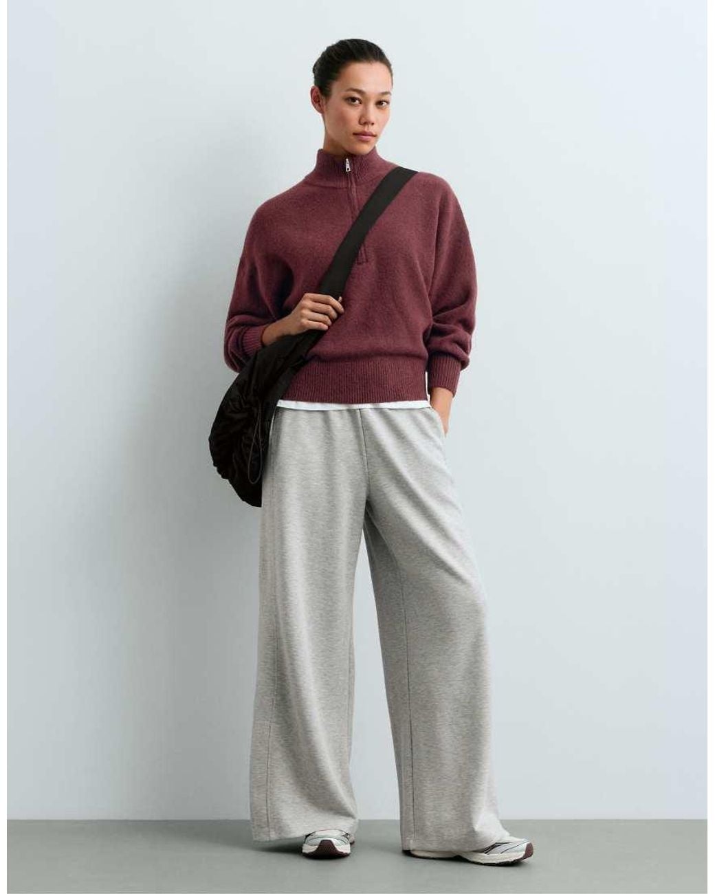 Oysho Red High-neck Jumper With Half Zip