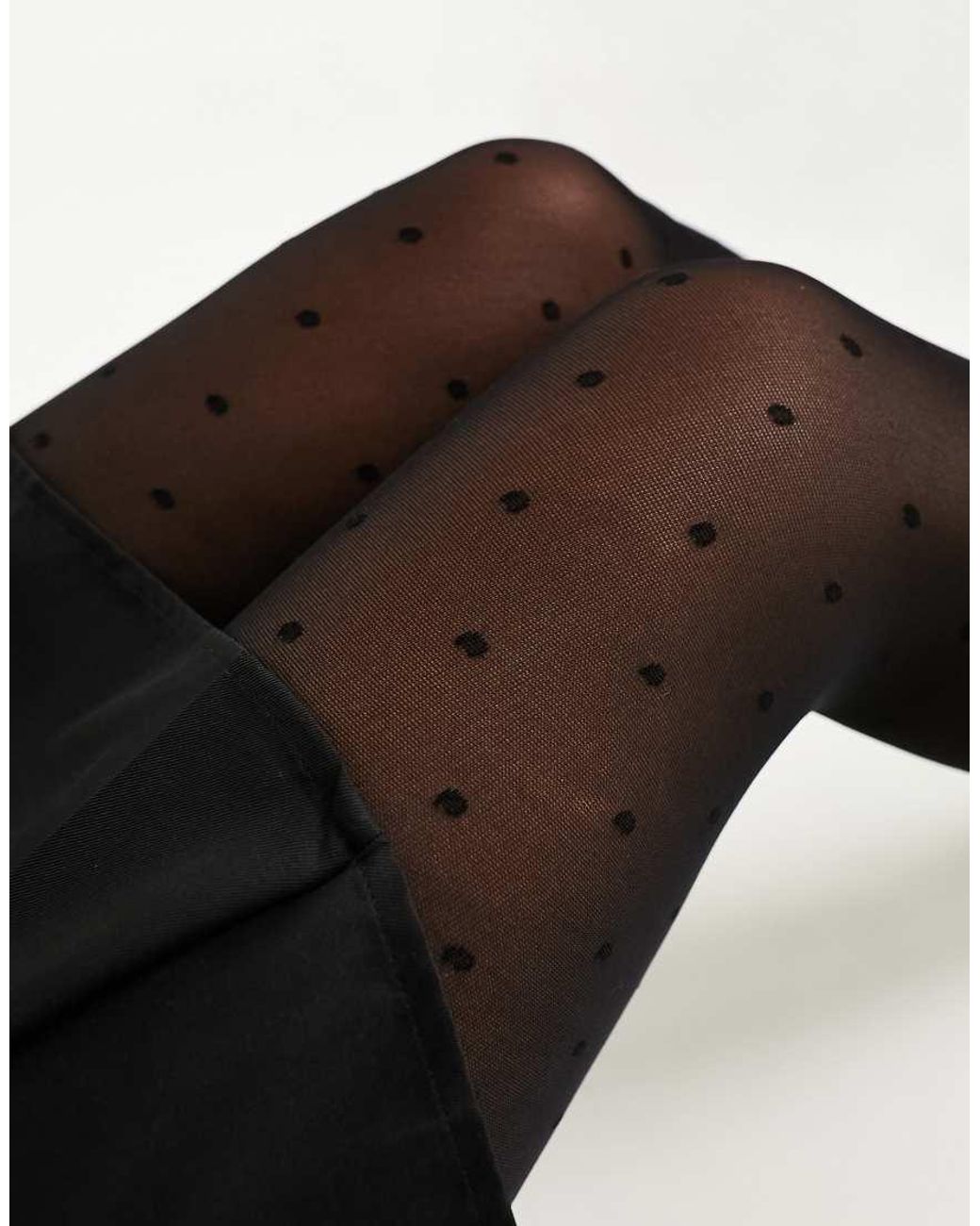Medias Negras De 20 Deniers Con Diseño De Lunares De Pieces de color Black