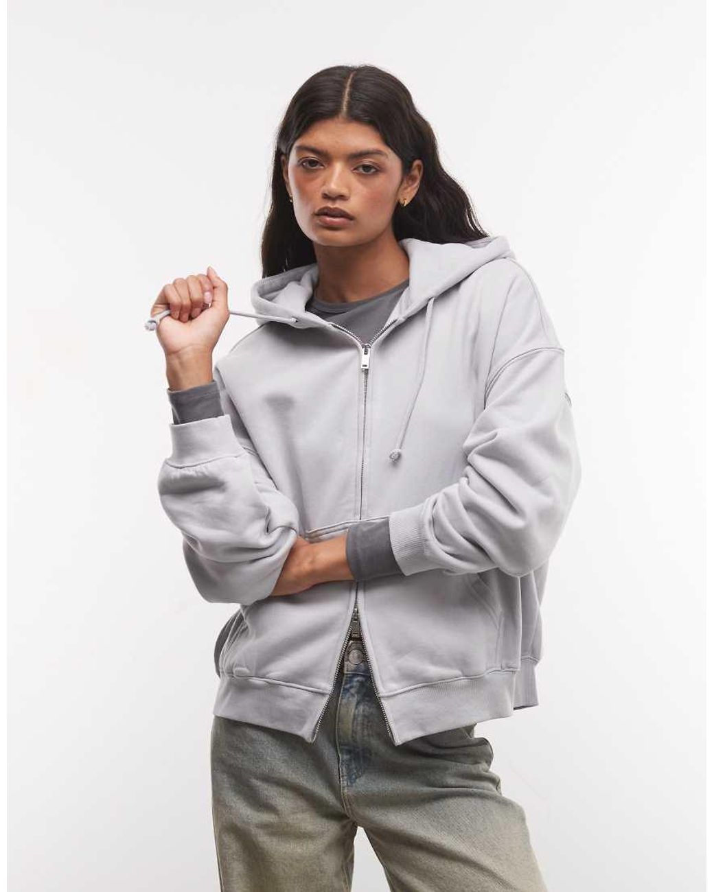 Sudadera Con Capucha Con Cremallera En Weekday de color Gray