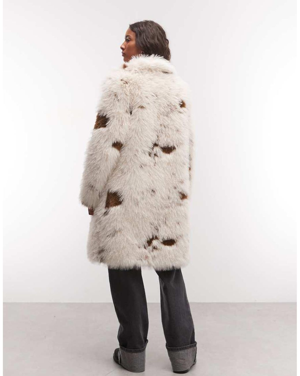 Reclaimed Vintage Natural Mid Length Faux Fur Coat