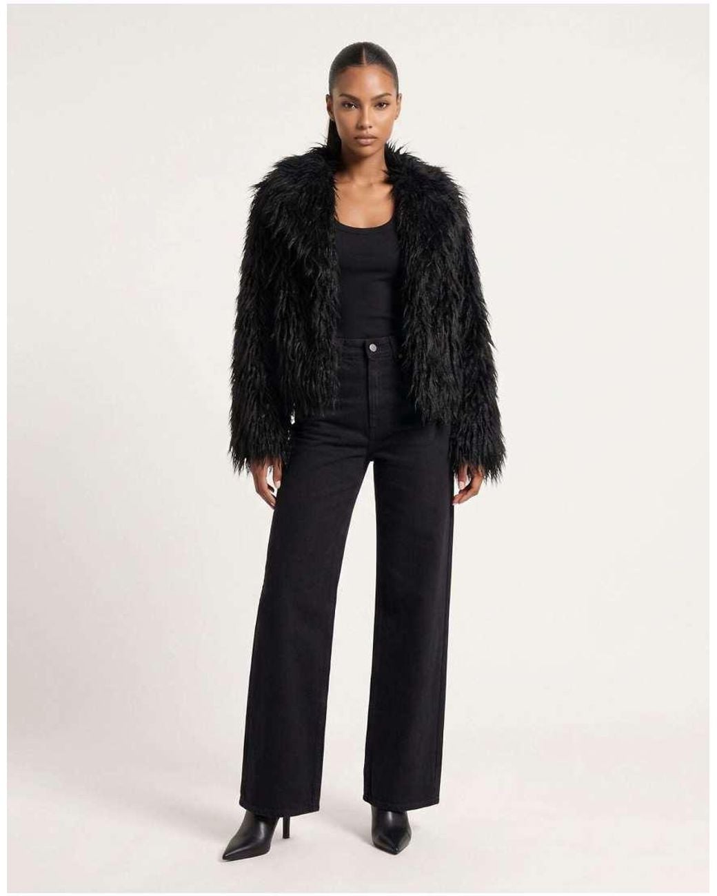Harry Brown Black Jayla Boxy Fur Coat