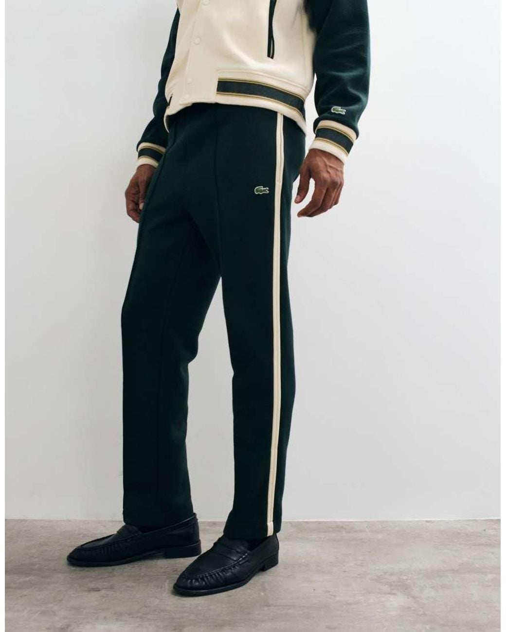Lacoste White Contrast Stripe Co-Ord Sweatpants for men