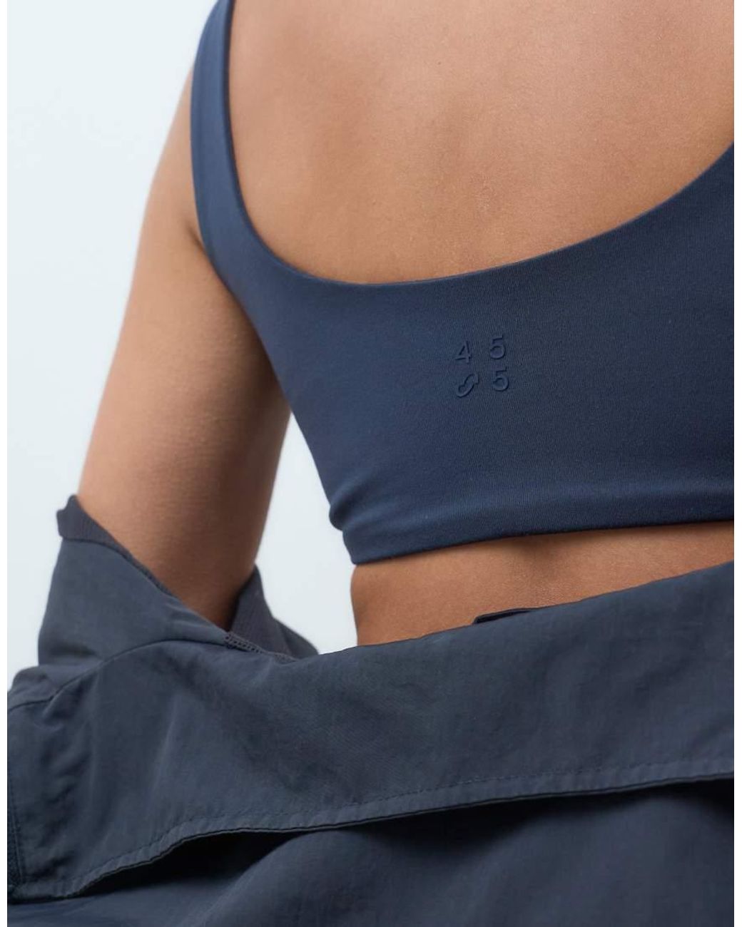 4505 Blue Scoop Neck Medium Support Sports Bra With Removable Padding