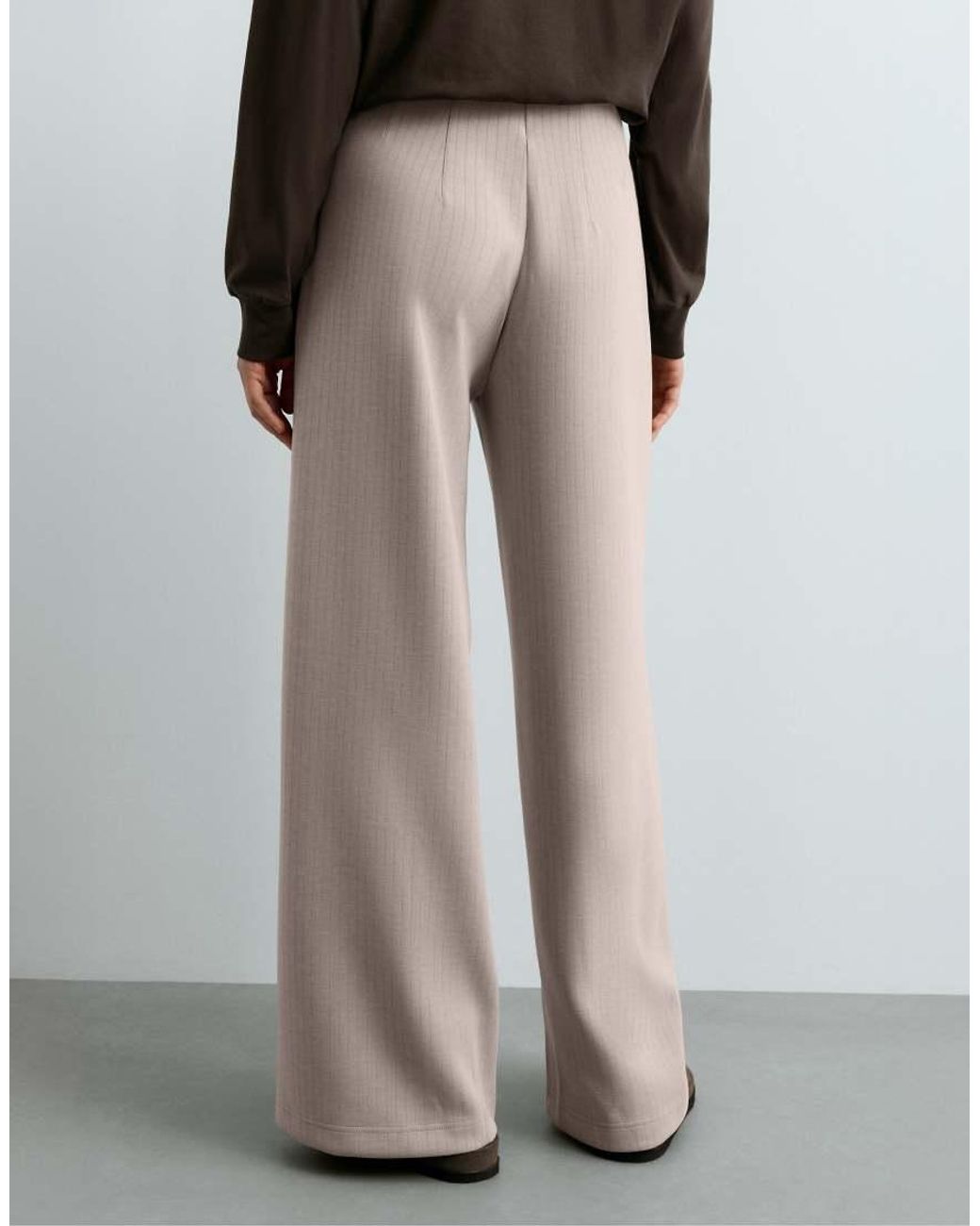 Oysho Brown Super High-rise Striped Modal Trousers