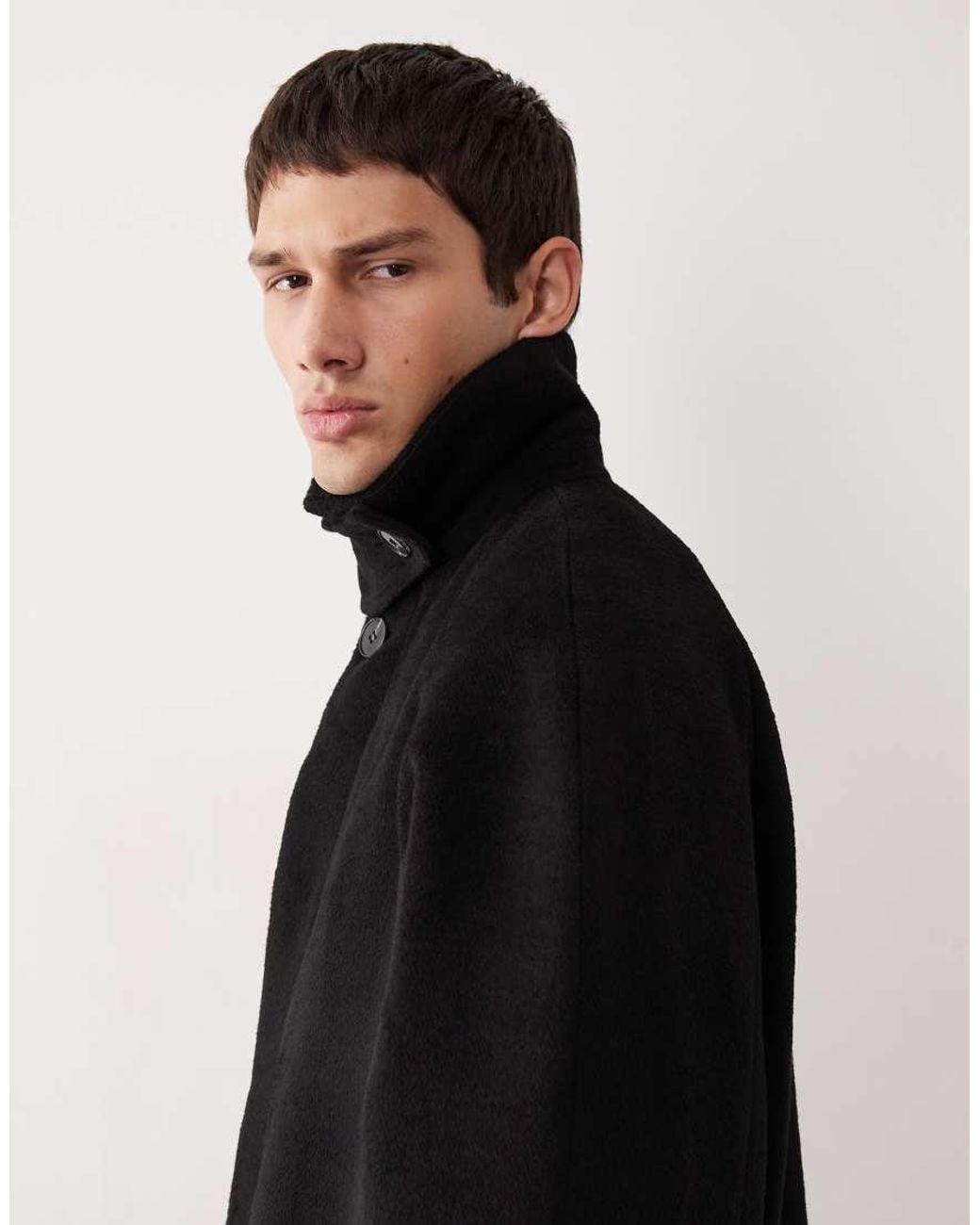 ASOS COLLECTIVE Black Wool Blend Oversized Overcoat for men