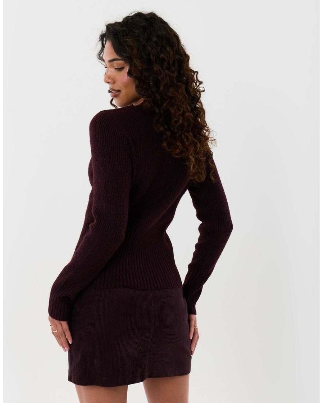 Threadbare Purple V Neck Knitted Cardigan