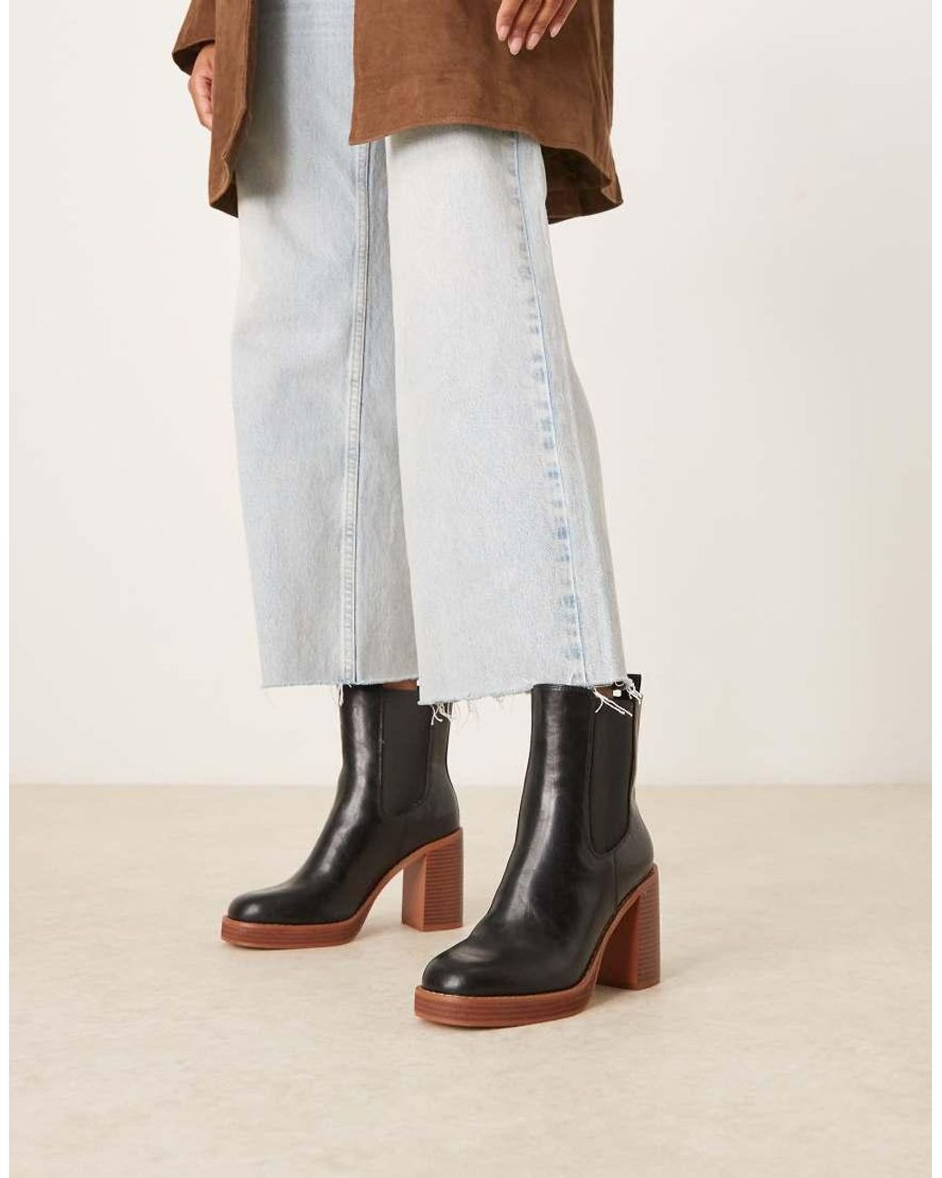 ASOS Natural Evelyn Platform Heeled Ankle Boots