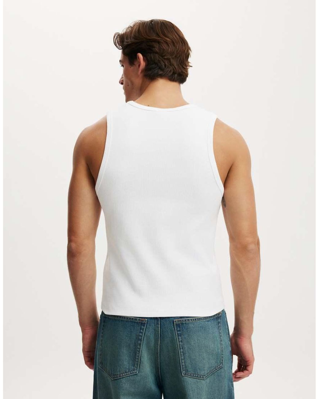 Cotton On Blue Rib Tank for men