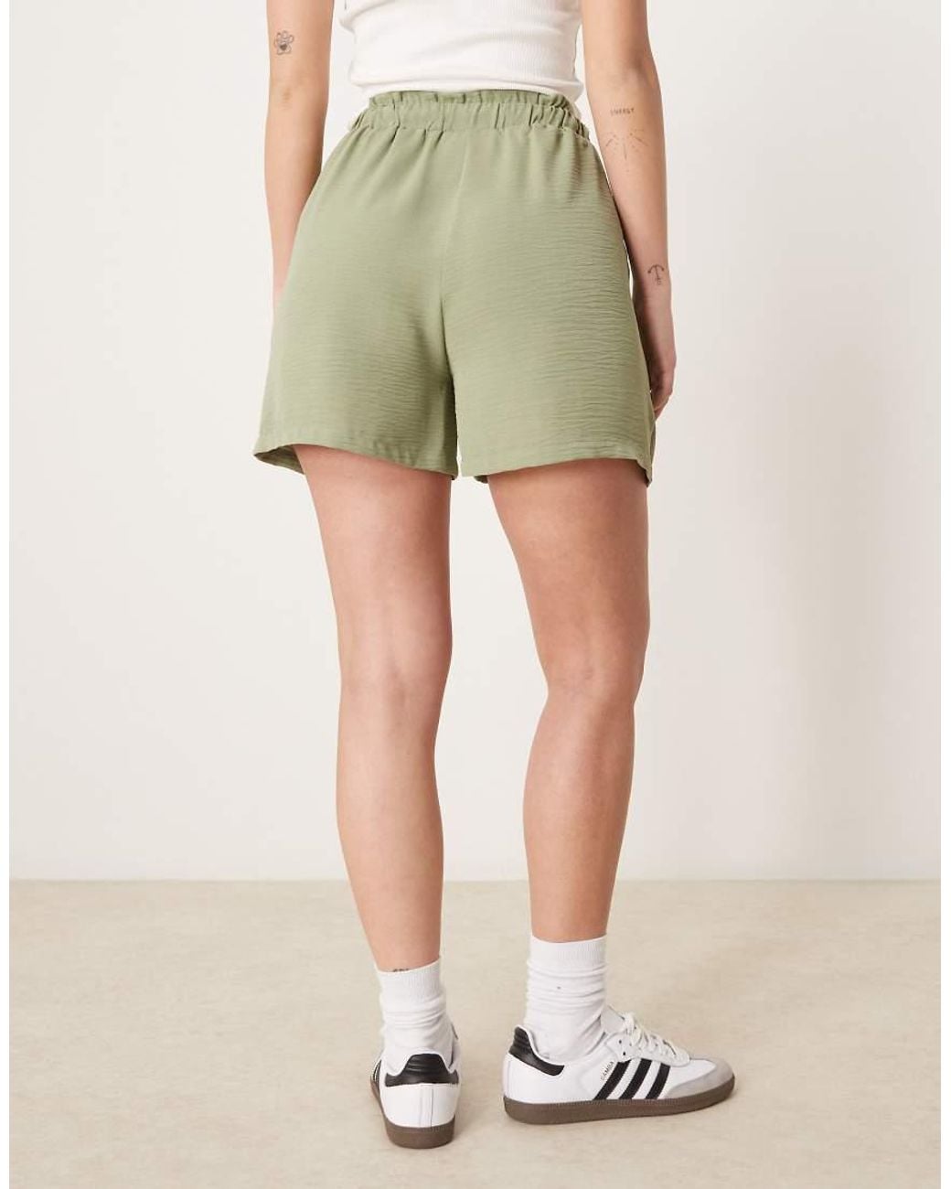 Vila Natural Loose Fit Tie Waist Shorts