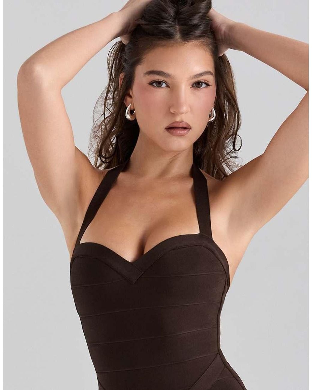 house of cb bandage dress brown The Birthday' Chocolat Midi Bandage Dress