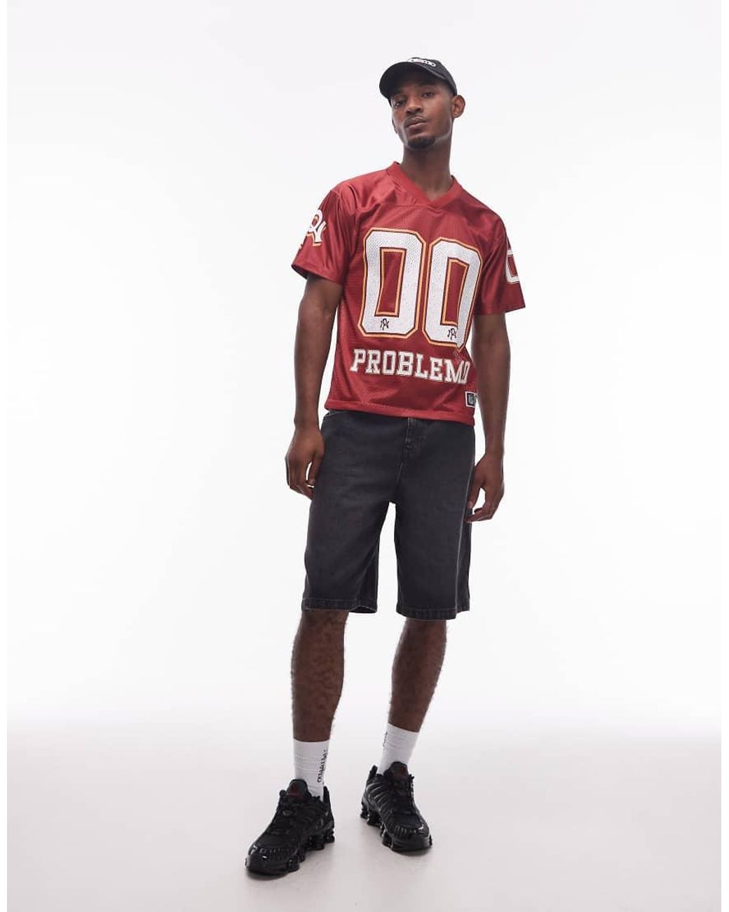 No Problemo Red Large Motif Sports Jersey for men