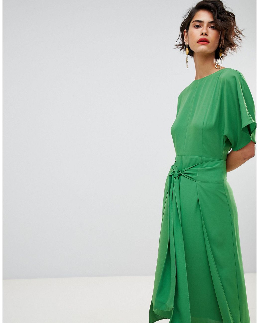 green kimono dress