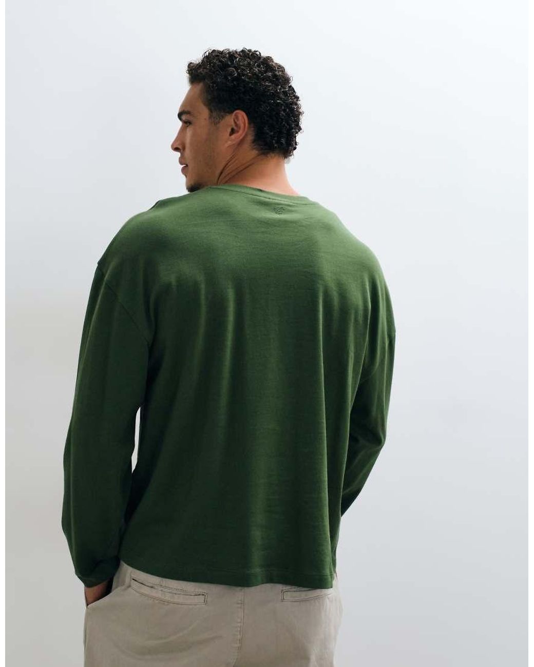 Collusion Green Oversized Heavyweight Long Sleeve Skate T-shirt for men