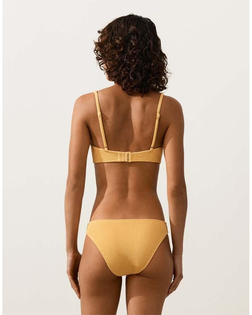 Oysho Brown Crinkle Classic Bikini Briefs