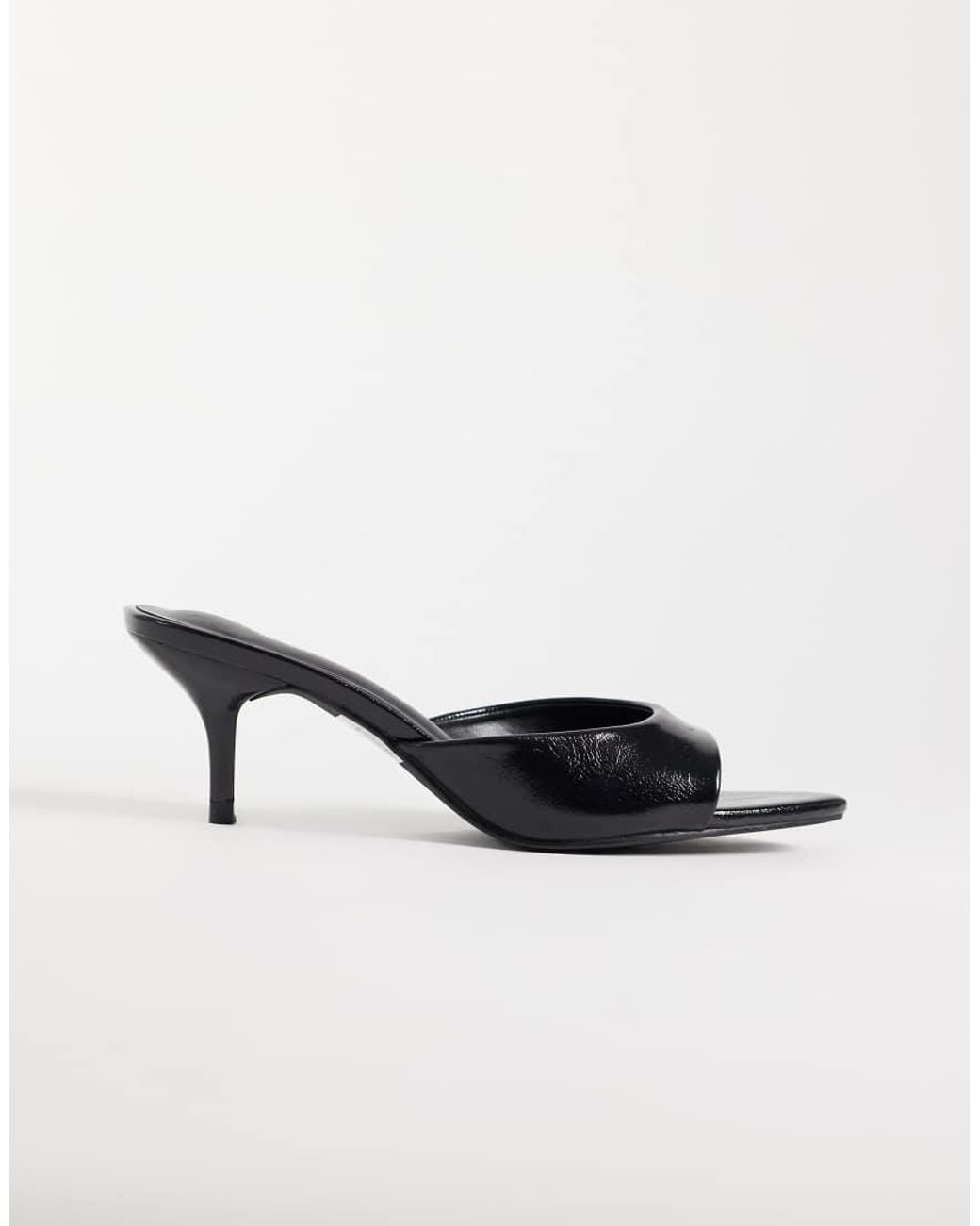 Threadbare Black Open Toe Slip On Mule Heel