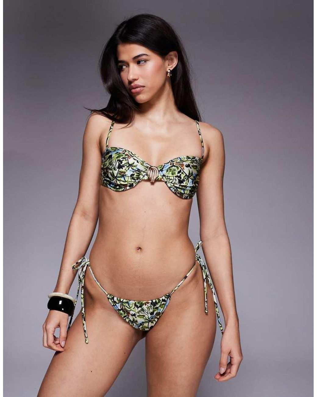 Candypants Gray Abstract Print Underwire Bikini Top