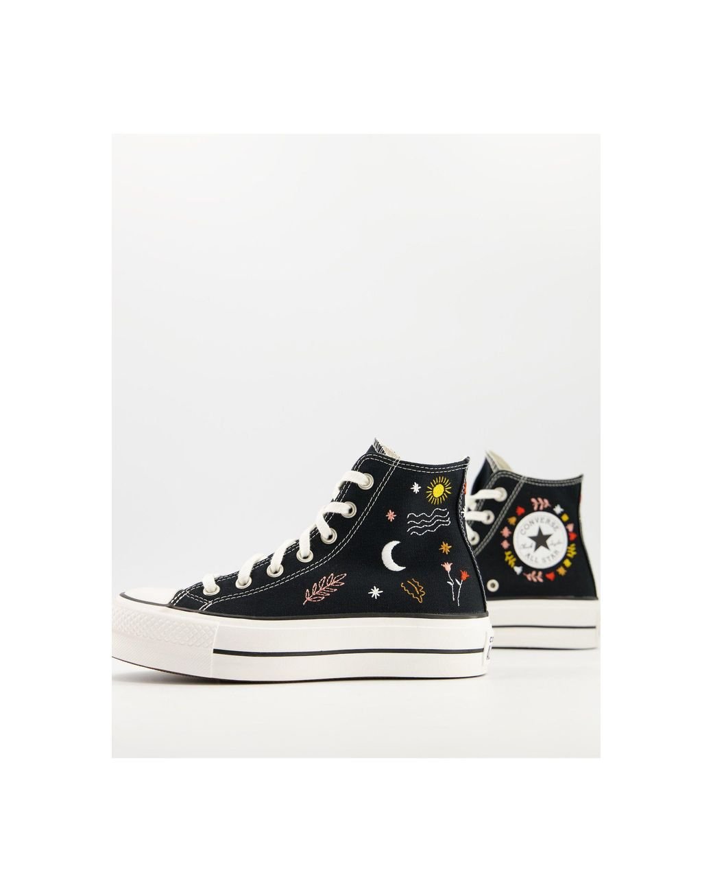 Converse Chuck Taylor All Star Lift Hi 'it's Ok To Wander' Embroidered  Sneakers in Black | Lyst