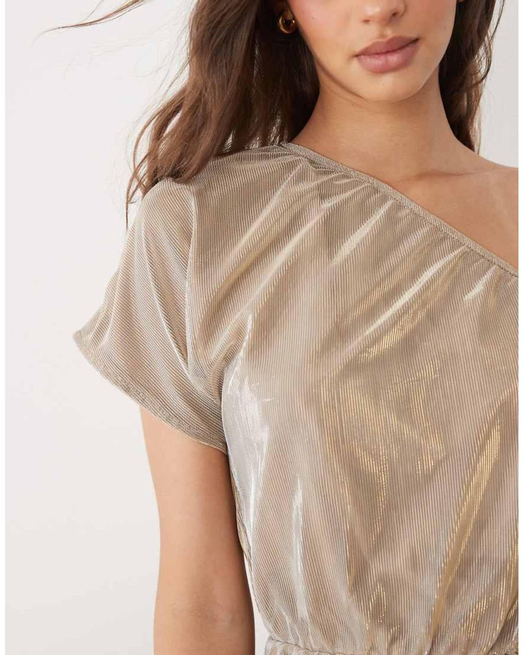 Motel Gray Astria One Shoulder Tie Belt Top