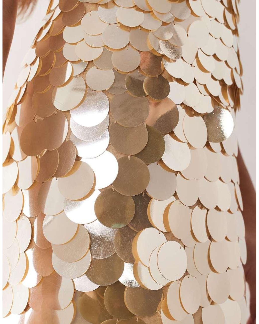 ARRANGE Natural Embellished Sequin High Neck Maxi Dress