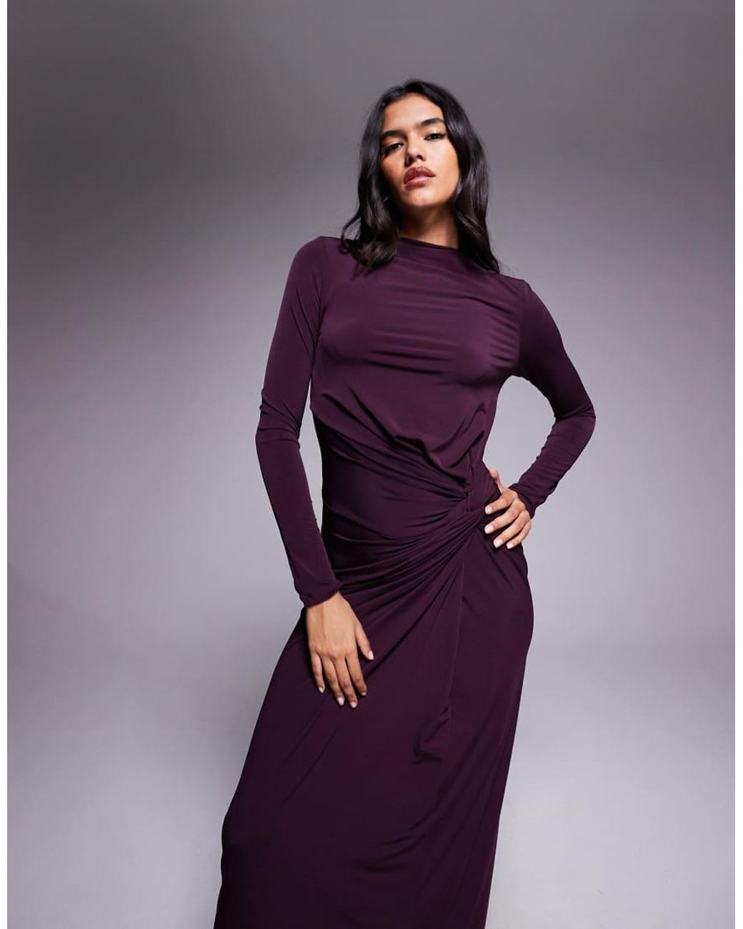 DASKA Purple Exclusive High Neck Maxi Dress