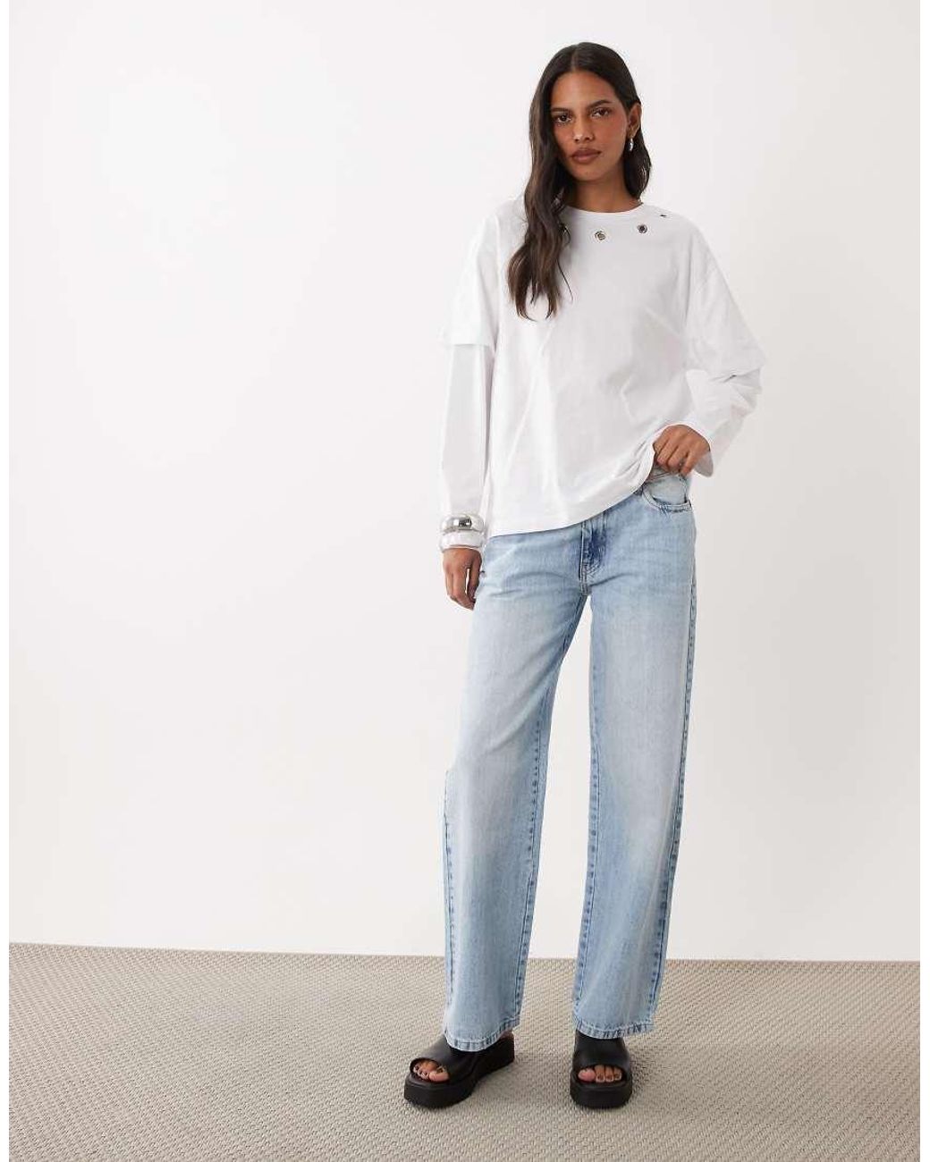 ASOS White Double Layer T-shirt With Eyelet Details