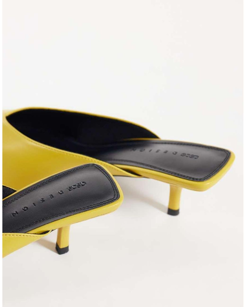 ASOS Yellow Surprise Pointed Kitten Heeled Mules
