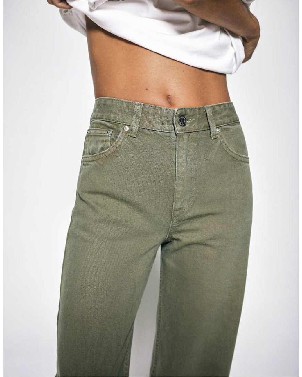 Pull&Bear Green Tall Straight Wide-leg Jeans