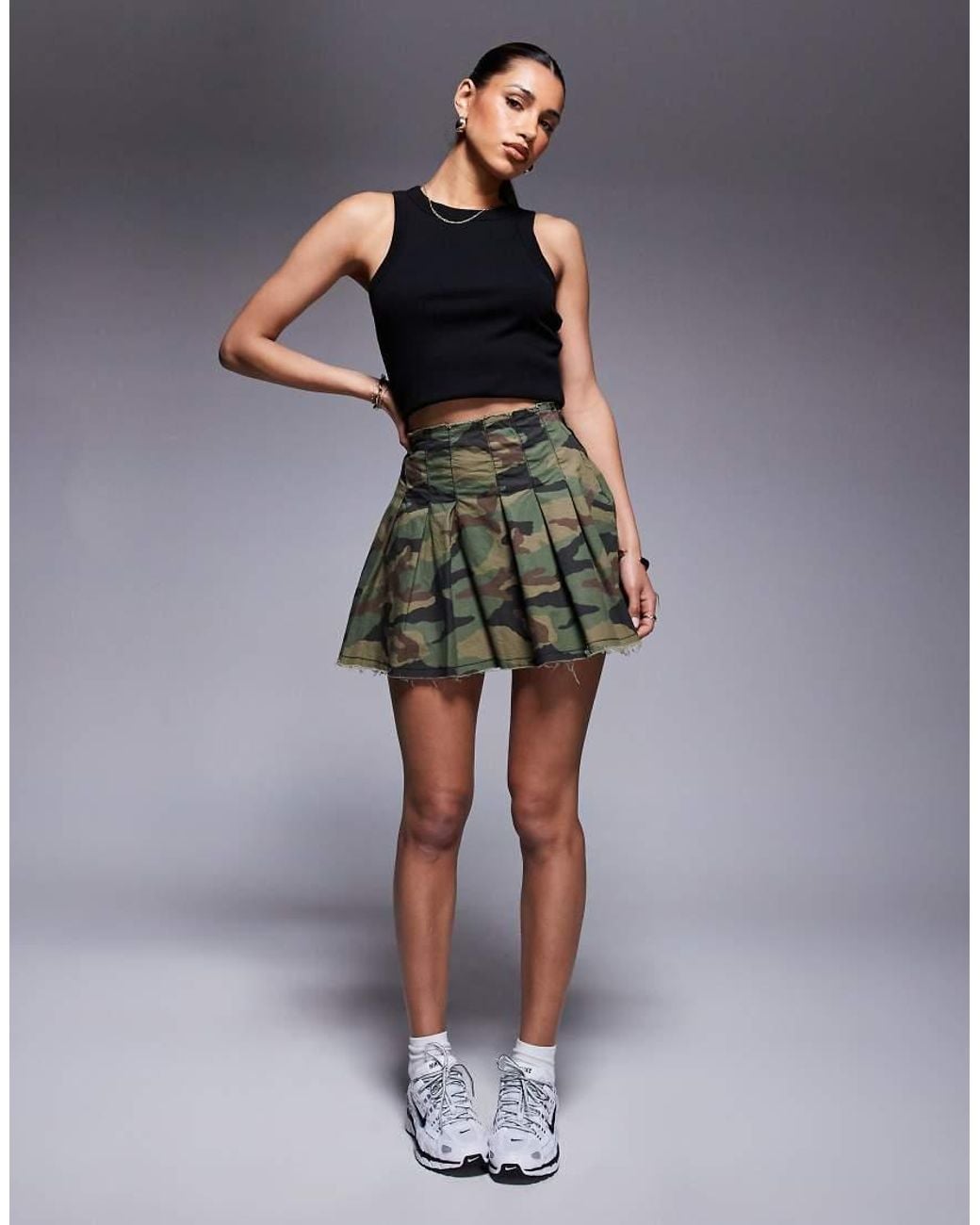 Courtside Gray Pleated Mini Skirt