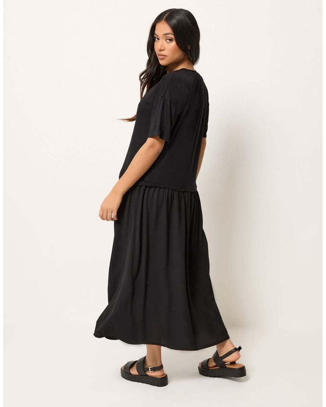PixieGirl Black Petite Drop Waist Maxi Dress